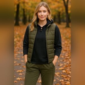 Avia Black Lace-Up Hoodie Medium | 3/4 Sleeve